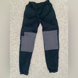 Black Cargo Joggers With Grey Knee Patches